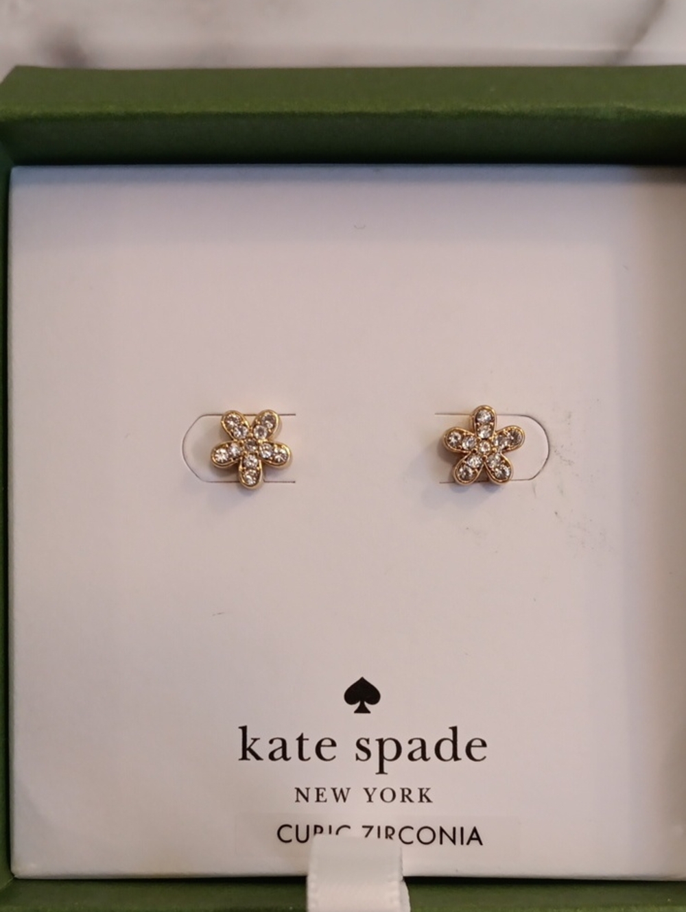 Kate Spade New York Pave Flower mini Stud Cubic Zirconia earrings NIB